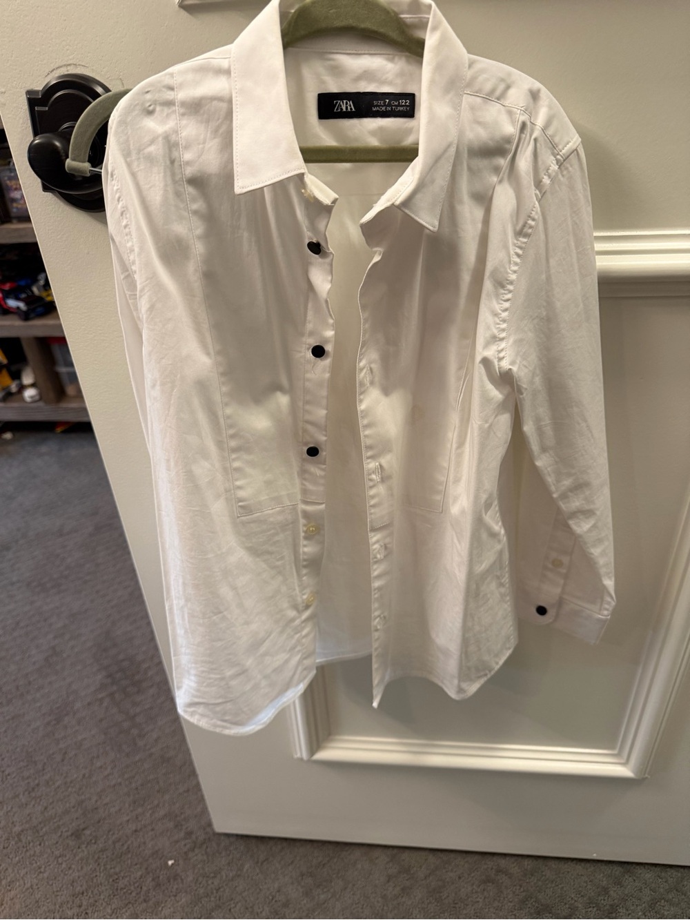 Zara White boys tux Shirt with Dark Buttons